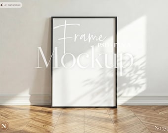 Black Frame Poster Mockup PSD | Vertical | Leaning Wall Template for Photoshop | DIN A
