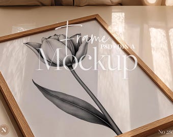 Maqueta de marco vertical PSD en relación DIN A / Escena interior neutra para arte mural y pósteres