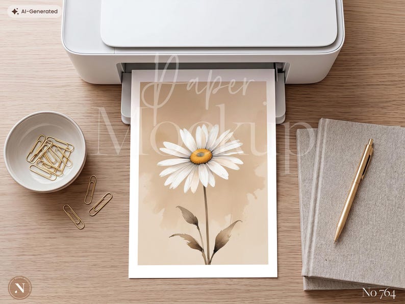 Printer Paper Mockup PSD, A4 Printable Mockup for Planner, Calendar, Worksheet, Coloring Book