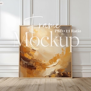 Square Frame Mockup PSD, Wall Art Display, Modern Minimalist Interior, Poster Presentation