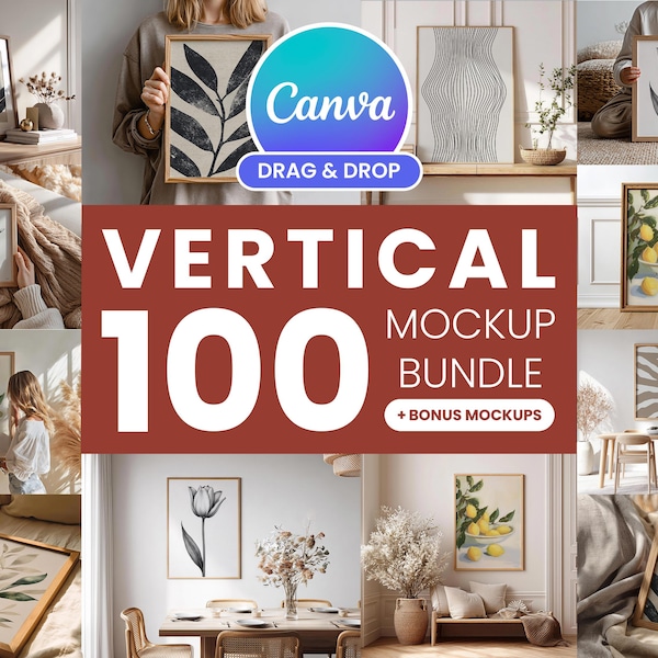 100 verticale lijstmodelbundel | Canva-sjablonen slepen en neerzetten | Kunst aan de muur