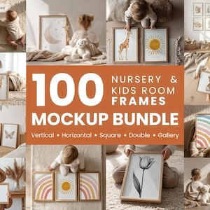 Nursery Frame Mockup Bundle | 100 PSD | Kids Room & Nursery Wall Art Display | Digital Download