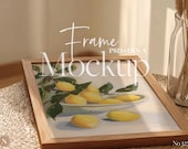 Wall Art Mockup PSD | Vertical Frame DIN A Ratio | Neutral Cozy Boho Scene