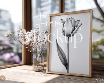 Minimalist Frame Mockup | Neutral Cozy Boho Style PSD | Wall Art, Poster Mockup