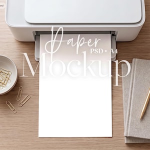 Printer Paper Mockup PSD, A4 Printable Mockup for Planner, Calendar, Worksheet, Coloring Book