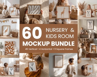 Maqueta de marco para habitación infantil / 60 PSD / Arte mural para dormitorio infantil / Descarga digital