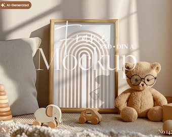 Nursery Frame Mockup PSD – DIN A Wall Art Display, Kids Room Decor, Digital Download