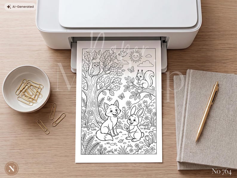 Printer Paper Mockup PSD, A4 Printable Mockup for Planner, Calendar, Worksheet, Coloring Book