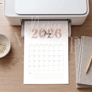 Printer Paper Mockup PSD, A4 Printable Mockup for Planner, Calendar, Worksheet, Coloring Book
