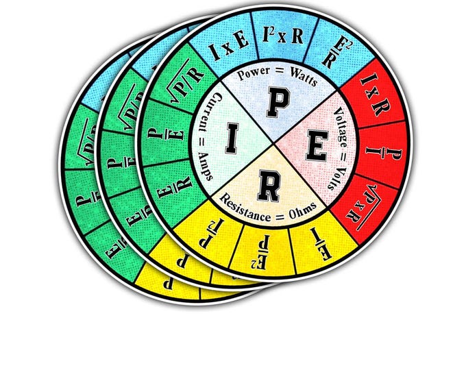 3pcs Ohm's Law Pie Chart Sticker Electrical Science Gift for Students ...