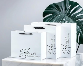 Personalized Black Gift Bag, Laminated Party Favor Bag