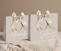 Personalized Champagne Gift Bags，Ribbon Tie Wedding Party Favor, Christmas gift bag, Custom Name Holiday Present Sack for Festive Gifts