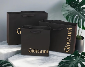 Gepersonaliseerde zwarte cadeautas, foliedruk, gunst voor bruiloft en feest