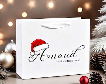 Gepersonaliseerde kerstcadeautas, elegante kersttas met foliestempel