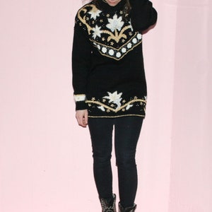 Black Sweater/ Knit/ Medium/ Gold Details image 1