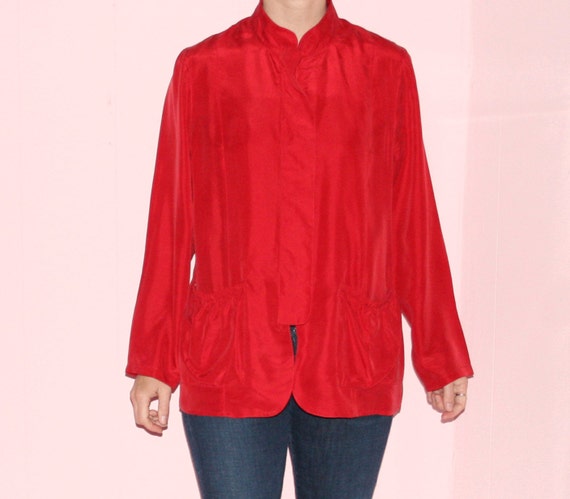 Red Jacket/Kimono/Silk/Medium - image 2