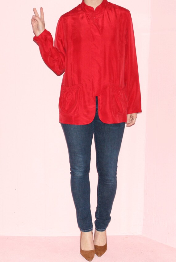 Red Jacket/Kimono/Silk/Medium