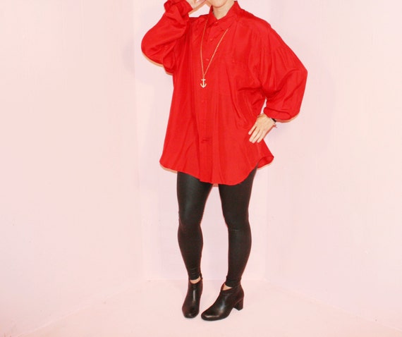 Silk Blouse/ Oversized/ Size Large - image 1