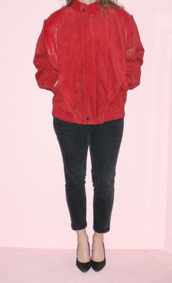 Leather Coat/ RED Suede/Saxony/Medium