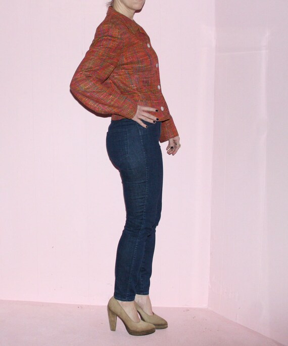 Chanel style box jacket/ Multicolor Tweed/Medium - image 4