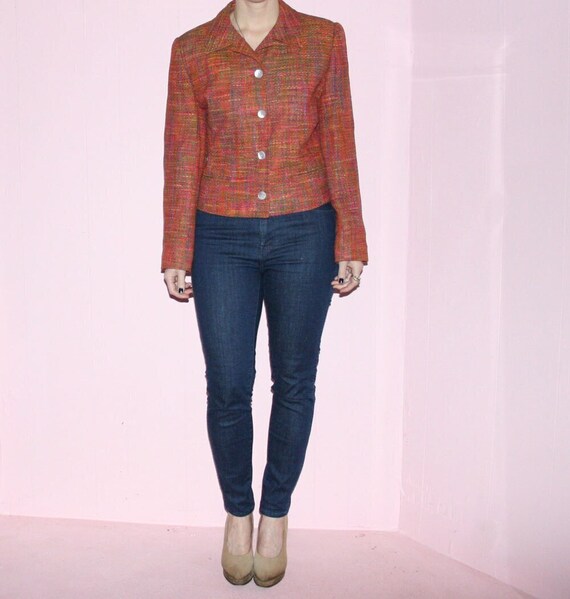 Chanel style box jacket/ Multicolor Tweed/Medium - image 1