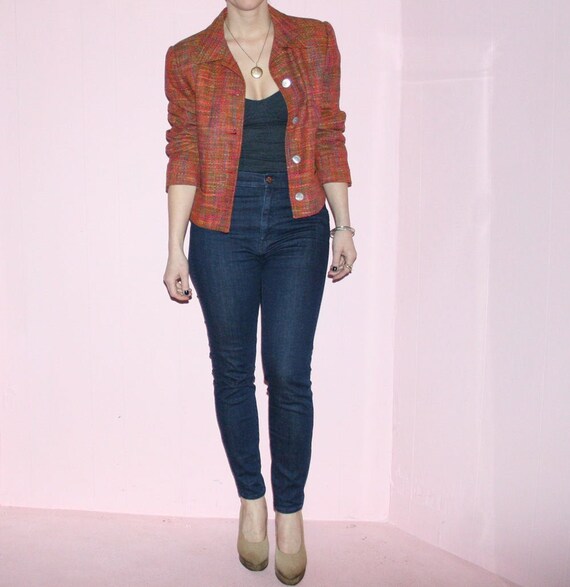 Chanel style box jacket/ Multicolor Tweed/Medium - image 3