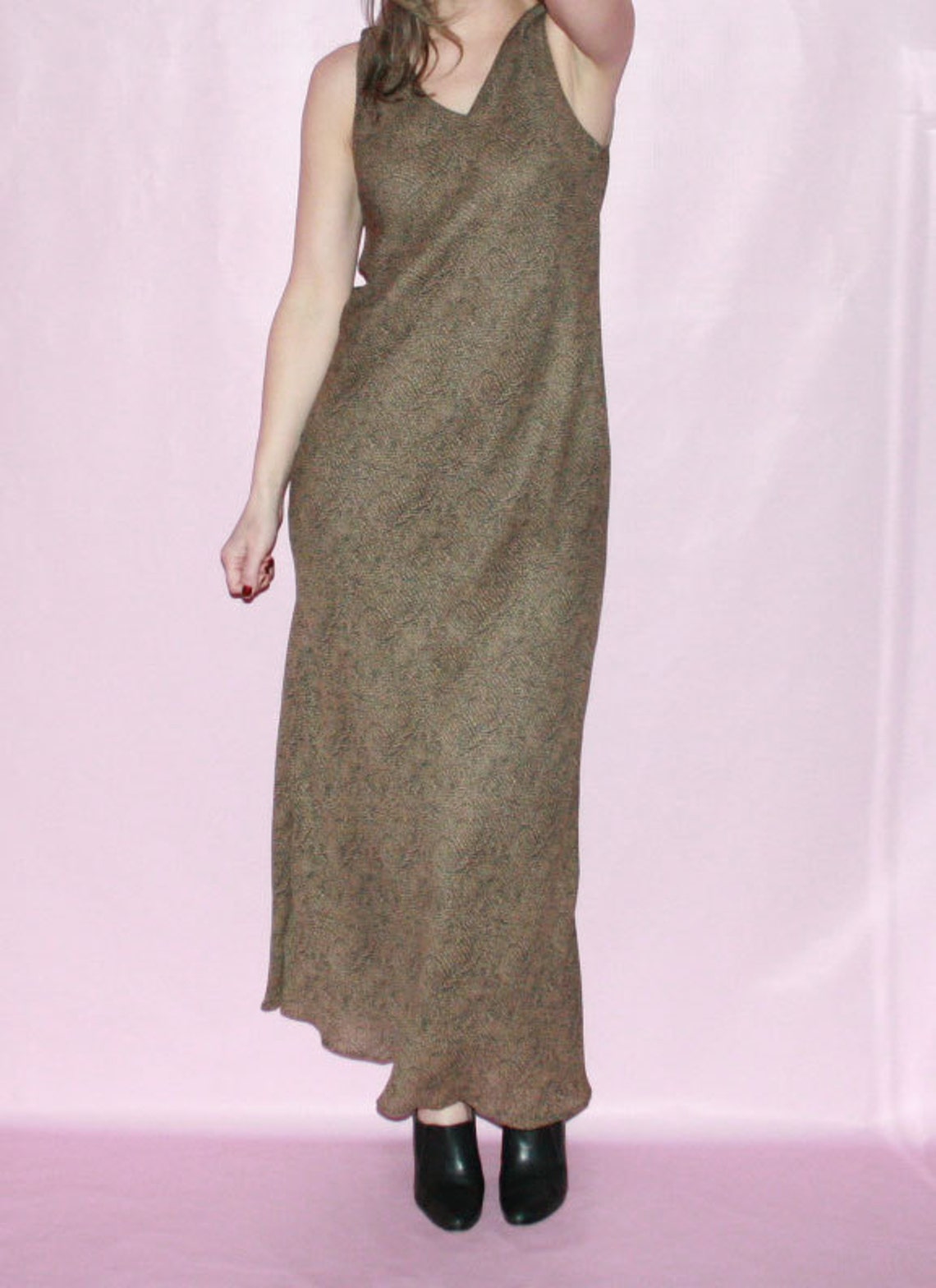 Black brown cheetah maxi dress/ gown M
