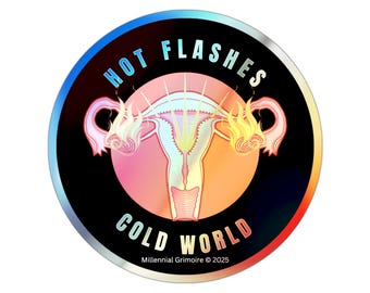 Sticker menopauze | "Opvliegers koude wereld" | Grappige sticker | Holografische gestanste stickers