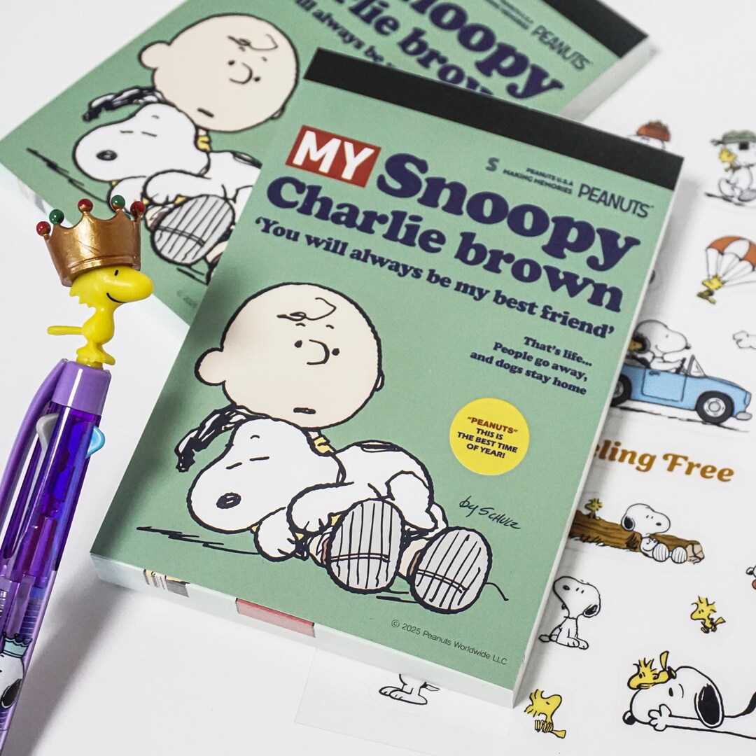 Snoopy & Charlie Brown Memo Pad, Peanuts Stationery - Etsy