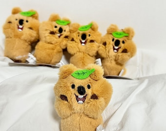 Quokka Plush Mini Keychain, Kawaii Leafy Baby Animal, Bag Charm Gift