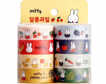 Miffy Washi Tape Set of 8, Sweet Fruit Kawaii Bunny, Bujo Planner Scrapbooking Deco