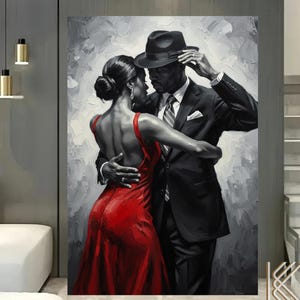 Canvastavla med dansande svart par: Romantisk bröllopspresent (digital nedladdning)