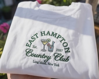 East Hampton Country Club Embroidered Sweatshirt, Long Island New York Crewneck, Old Money Aesthetic Pullover, Preppy Cocktail Party Gift