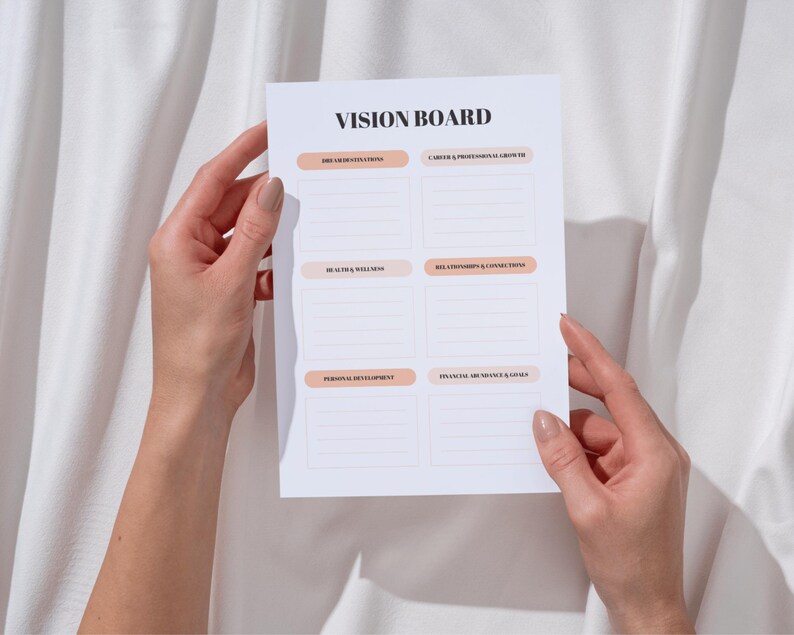 Vision Board Template: Printable Goal Setting Worksheet (PDF) - Etsy