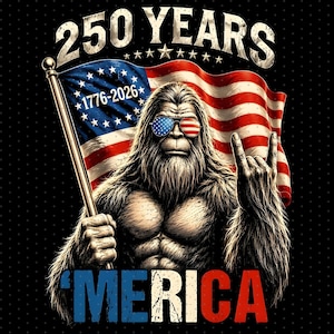 面白い愛国的なビッグフットPNG、アメリカ合衆国建国250周年おめでとう、面白いビッグフットPNG、アメリカ250PNG、愛国的な7月4日、建国250周年、1776-2026