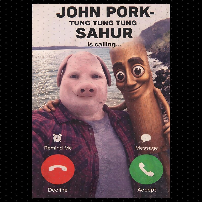 John Pork Is Calling PNG Funny Meme Phone Screen Design Answer Or 