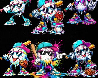 Baseball Ice Cream Drip Bundle PNG, Cool Sports Design For Boys & Men Baseball Drip Png, Baseball Player,Boys Baseball,Game Day,Baseball Png