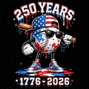 野球ドリップUSA250周年記念PNG、アイスクリームドリップ、アメリカ250年、セミクインセンテニアル、7月4日PNG、野球ドリップボーイズ250年