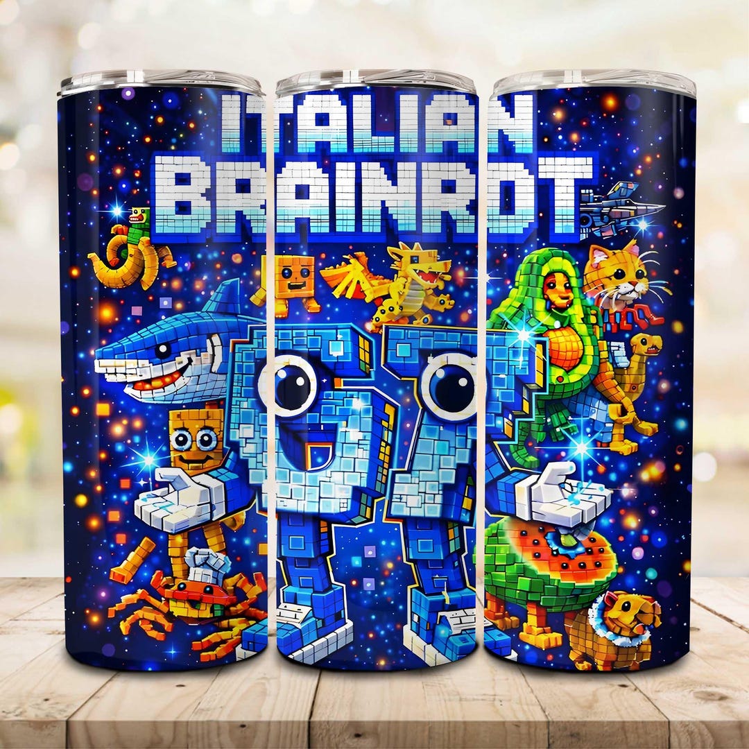 Six Seven 67 Italian Brainrot Characters Kids Gaming Tumbler 20oz Png ...