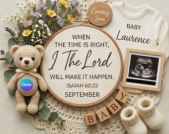 Modello per annuncio di gravidanza a tema religioso - Abbiamo tenuto un segreto, annuncio sui social media, download dell'ecografia digitale