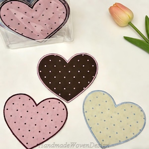 Handmade 100% Cotton Polka-dot Heart-shaped Coaster,Stylish Lightweight Cup Coaster,Kitchenware
