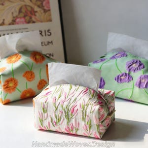 Porta-lenços/porta-papel de seda artesanal com relevo floral, 17x10x7cm, decoração para mesa de jantar/centro, presente de boas-vindas
