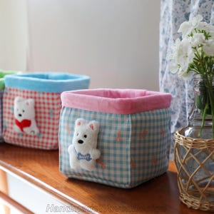 Organiseur/boîte de rangement en tissu pour chiot cousu main, Organiseur d'articles divers, Porte-crayon pinceau de maquillage, Cadeau