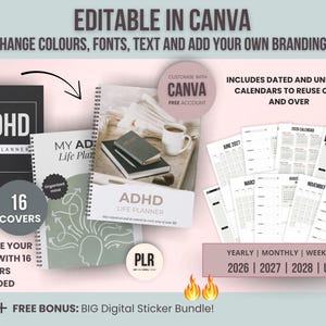 Step-by-step instructions on how to download, rebrand, and resell the editable ADHD planner bundle using Canva for profit.
