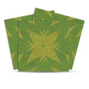 Green Geometric Peel and Stick Floor Tiles | Scratch Resistant Vinyl
