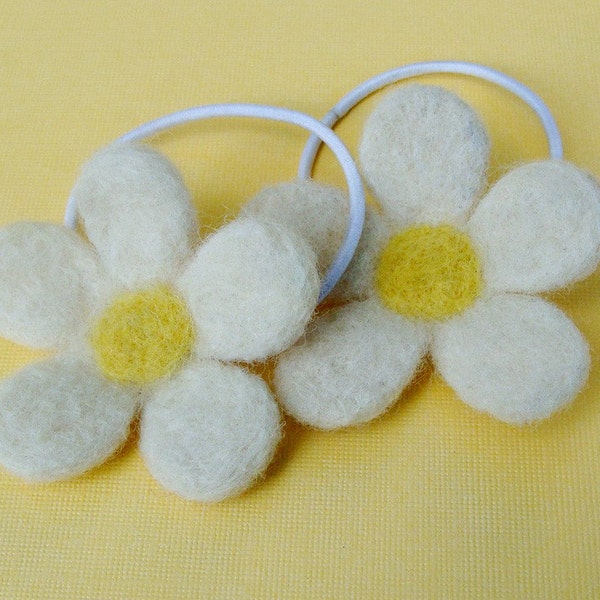 Daisy Felted Ponytail Holders