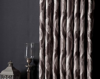 Taupe jacquard satijnen gordijnpaneel – Luxe gordijnen op maat