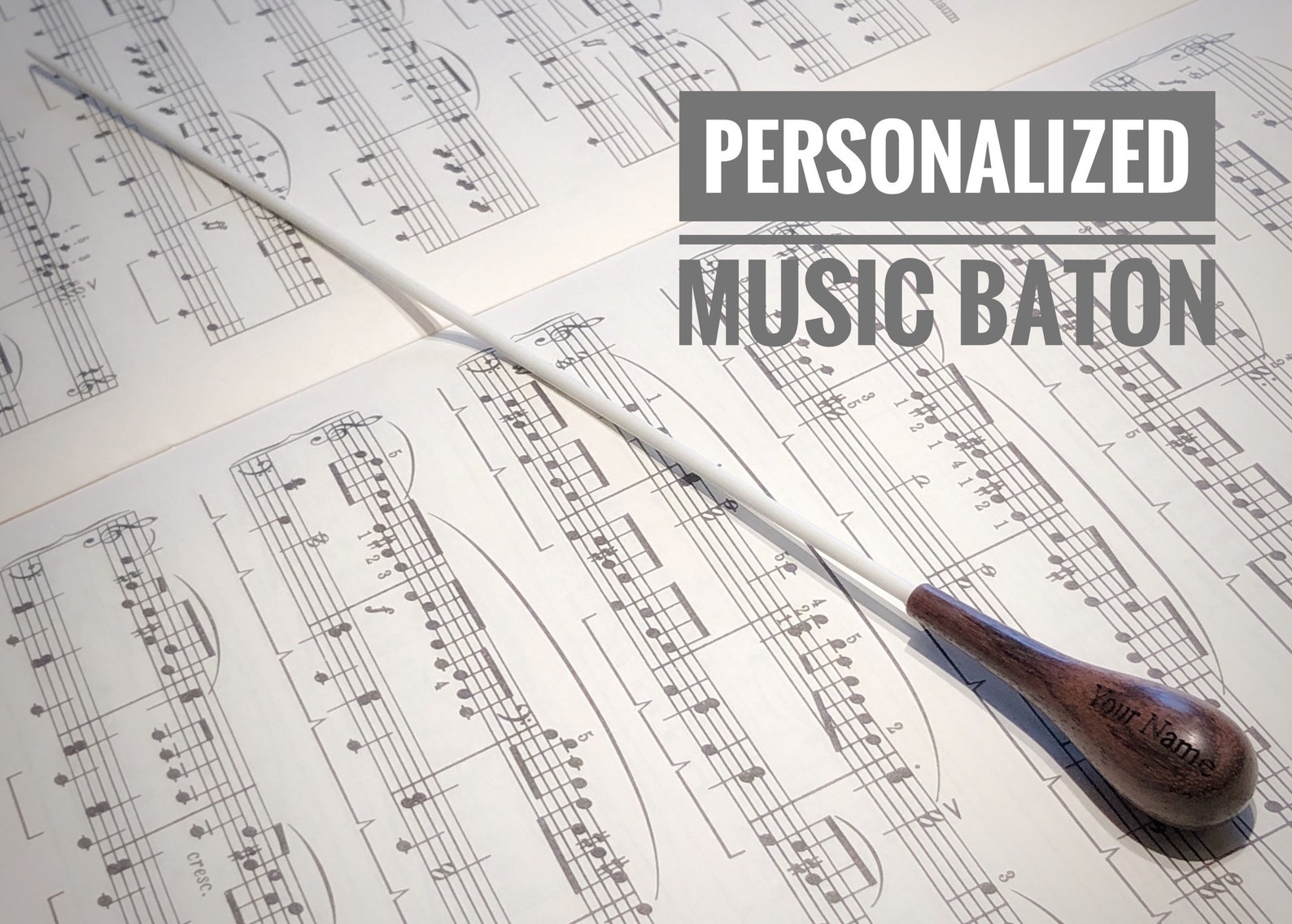 Music Conductor Baton With Engraved Pear Shaped Handle Etsy