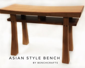 Asian Style Bench Walnut, Cherry, Mahogany, or Maple
