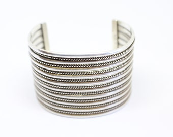 Vintage Native American Wide Sterling Cuff by the Tahe family -  Wide cuff Free US Shipping